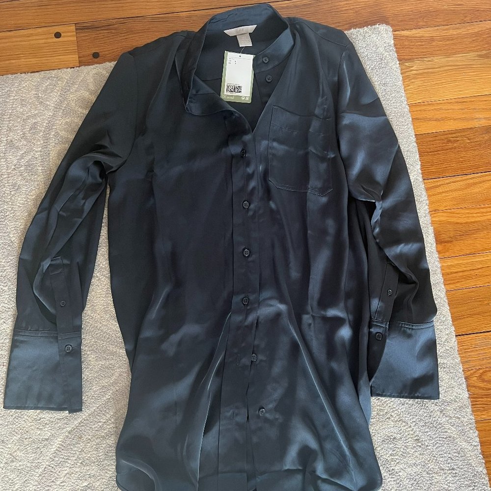 Satin Coverup Shirt Dress Size Small